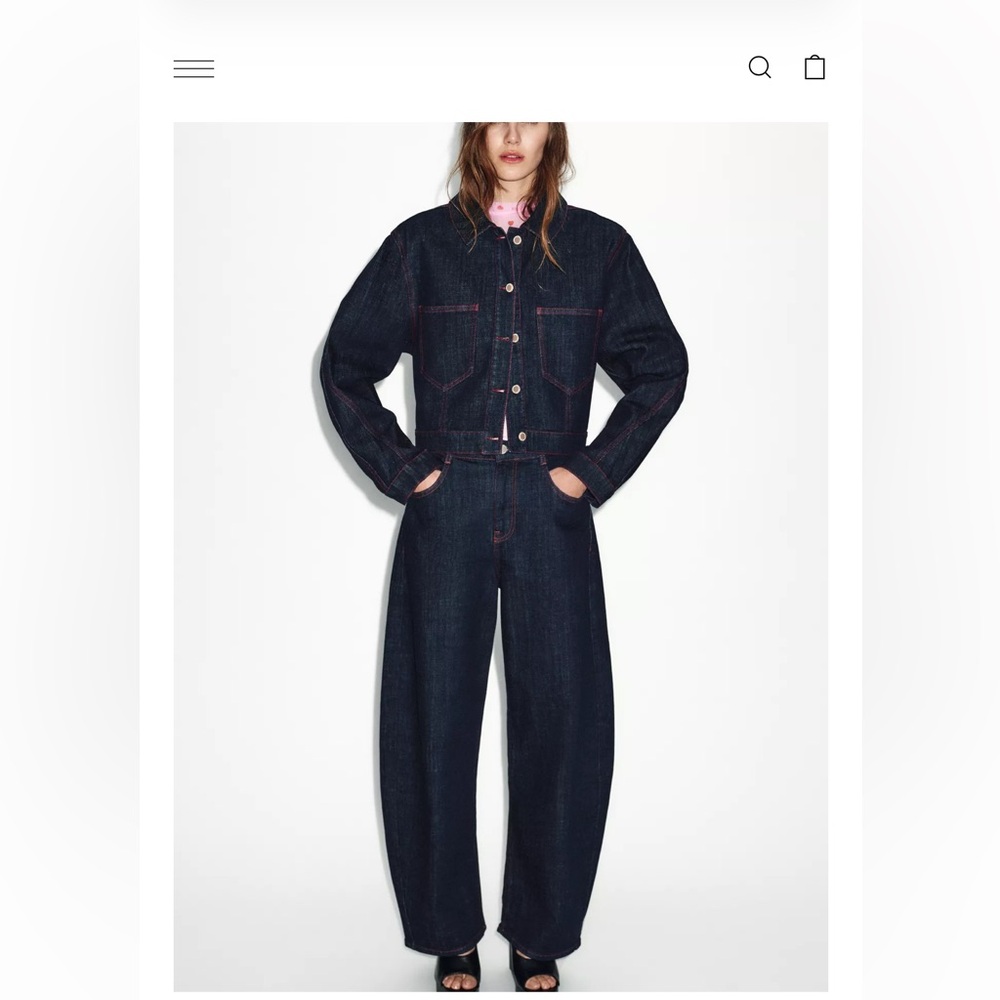 Dark Denim Jacket and Pants Set Zara